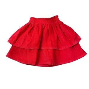 Mini Boden Girls Tiered Corduroy Red Skirt, Size 5-6y
